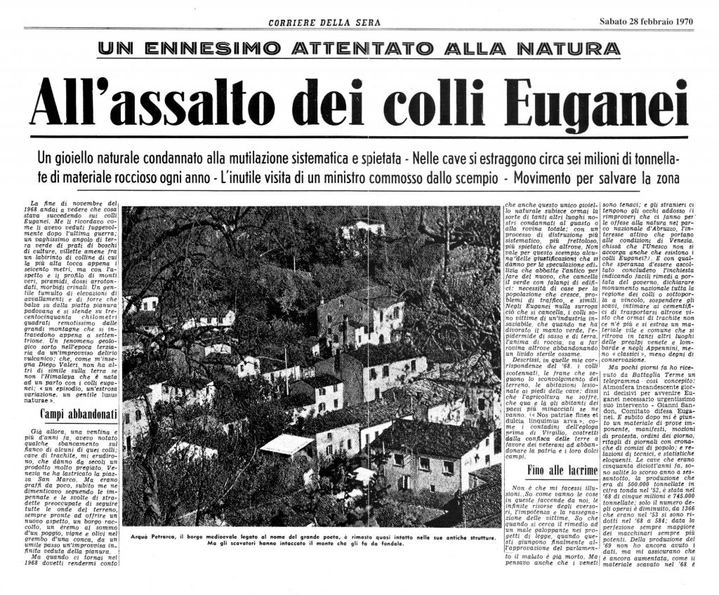 Colli Euganei, Articolo Corriere della Sera, Monelli 28 febbraio 1970